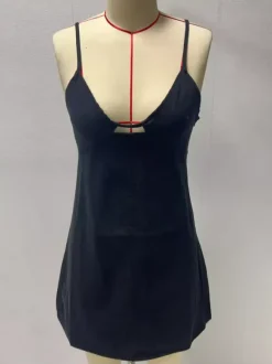 Denim Cut-Out Mini Slip Dress For Women 2026