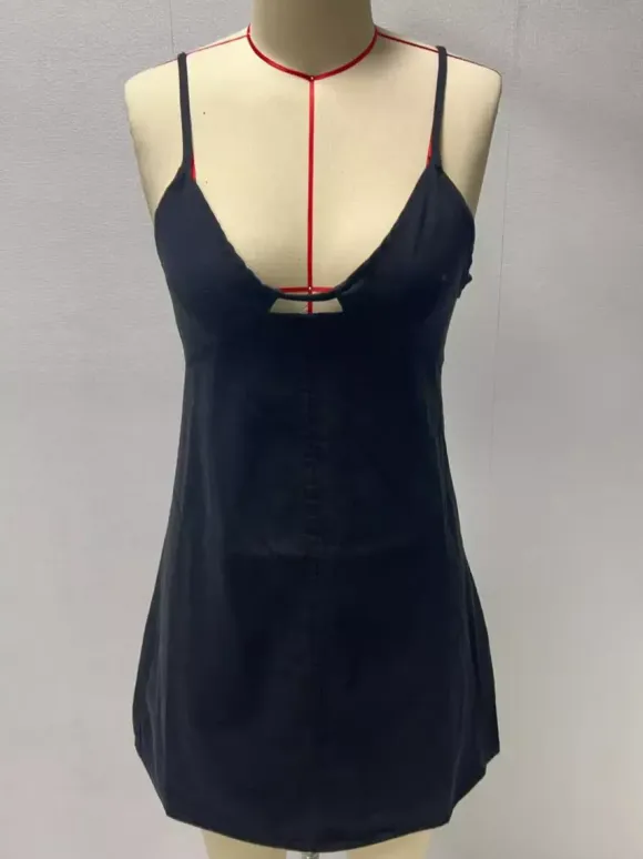 Denim Cut-Out Mini Slip Dress For Women 2026
