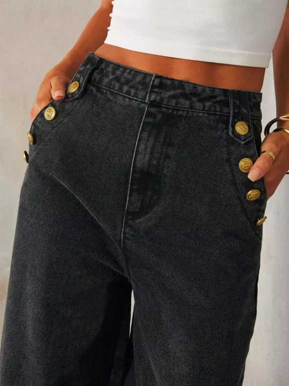 Denim Two Piece Co-ord Set Button-up Vest And Straight Jeans Summer Outfit For Women 2026