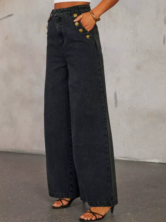Denim Two Piece Co-ord Set Button-up Vest And Straight Jeans Summer Outfit For Women 2026