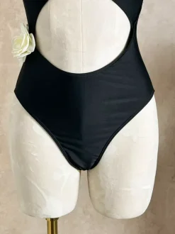 3D Flower One Shoulder Waist Cutout High Cut One Piece Monokini