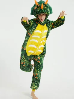 Dinosaur Kigurumi Pajamas For Adult Green Polyester Kigurumi Costumes
