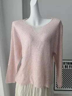 Distressed Neck Knit Pullover Sweater With Sequins For Women 2026