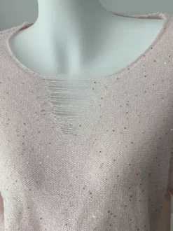 Distressed Neck Knit Pullover Sweater With Sequins For Women 2026