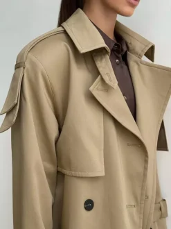 Double Breasted Trench Coat For Women - Belted Classic Longline Overcoat - Spring Chic Office-to-dinner Outerwear 2026