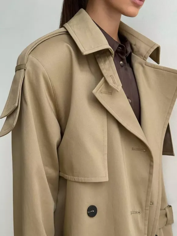 Double Breasted Trench Coat For Women - Belted Classic Longline Overcoat - Spring Chic Office-to-dinner Outerwear 2026