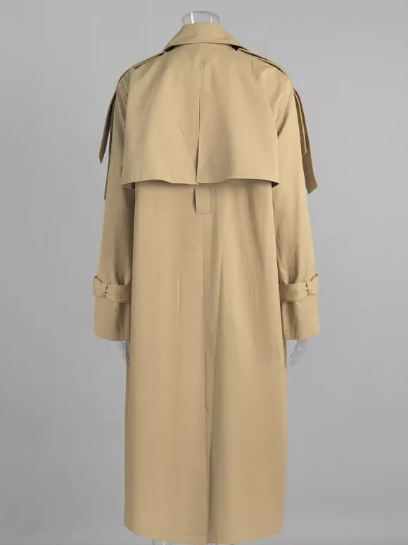 Double Breasted Trench Coat For Women - Belted Classic Longline Overcoat - Spring Chic Office-to-dinner Outerwear 2026