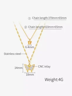 Double Layer Gold Butterfly Necklace For Women 2026