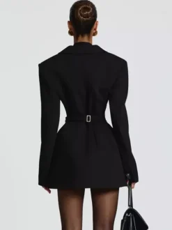 Double Breasted Blazer Dress With Scarf For Women 2026