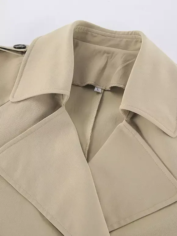 Double Breasted Women's Trench Coat - Classic Lapel Belted Short Windbreaker - Oversized Spring Casual Streetwear 2026