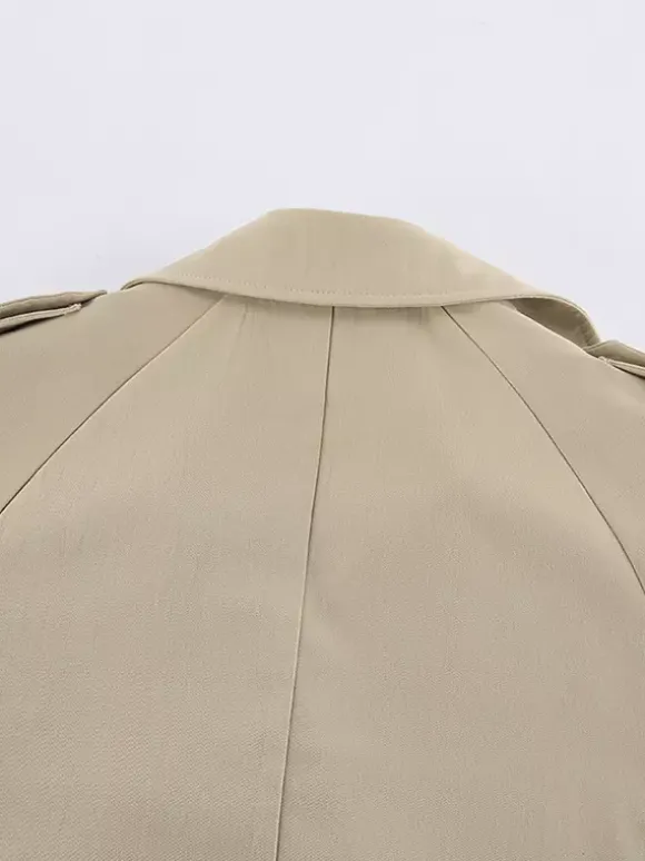 Double Breasted Women's Trench Coat - Classic Lapel Belted Short Windbreaker - Oversized Spring Casual Streetwear 2026