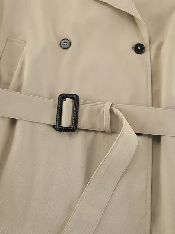 Double Breasted Women's Trench Coat - Classic Lapel Belted Short Windbreaker - Oversized Spring Casual Streetwear 2026
