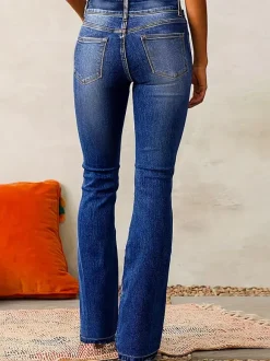 Double Button Flare Jeans For Women - Slim Fit Bootcut Denim Pants - Spring Casual Streetwear 2026