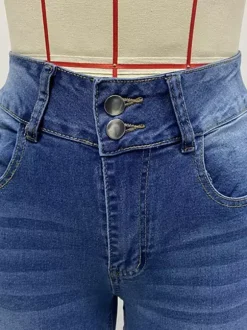 Double Button Flare Jeans For Women - Slim Fit Bootcut Denim Pants - Spring Casual Streetwear 2026