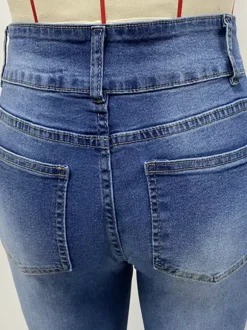 Double Button Flare Jeans For Women - Slim Fit Bootcut Denim Pants - Spring Casual Streetwear 2026