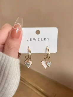 Double Heart Dangle Earrings For Women 2026