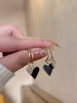 Double Heart Dangle Earrings For Women 2026