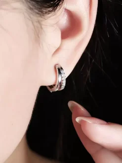 Double Small Circle Zirconia Earrings For Women 2026