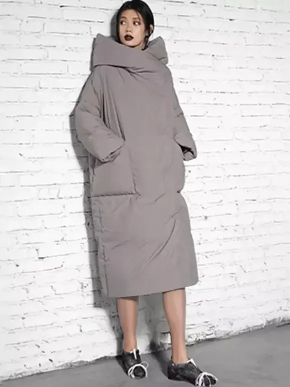 Down Jacket For Women 3/4-Length Sleeve Duck Down Winter Long Outerwear 2026