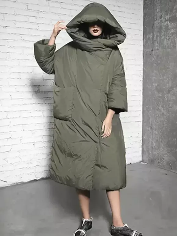 Down Jacket For Women 3/4-Length Sleeve Duck Down Winter Long Outerwear 2026
