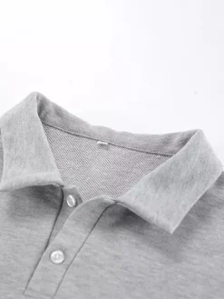 Draped Oversized Polo Sweatshirt Partial Front Buttons Relaxed Basic Pullover