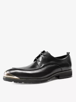 Dress Shoes For Men Fantastic Pointed Toe Metal Details Cowhide Shoes