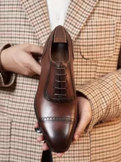 Dress Shoes For Men Fantastic Square Toe Leather Oxford Wedding Formal Shoes