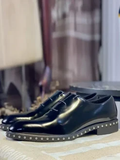 Dress Shoes For Men Fashion Round Toe Rivets Cowhide