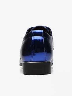 Dress Shoes For Men Lace Up Patent Leather Derby Shoes Block Heel Sole Slip Low Top Formal Shoes
