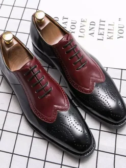 Dress Shoes For Men Modern Pointed Toe Strap Adjustable PU Leather