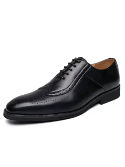 Dress Shoes For Men Modern Pointed Toe Strap Adjustable PU Leather