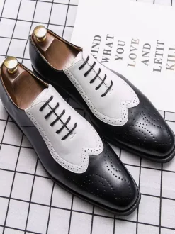 Dress Shoes For Men Modern Pointed Toe Strap Adjustable PU Leather