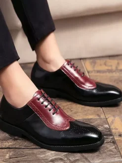 Dress Shoes For Men Modern Pointed Toe Strap Adjustable PU Leather