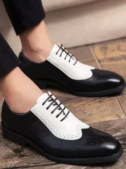 Dress Shoes For Men Modern Pointed Toe Strap Adjustable PU Leather