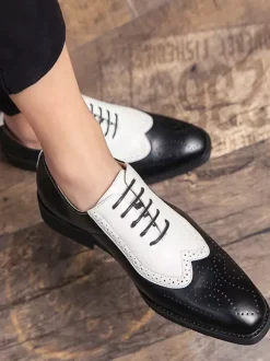Dress Shoes For Men Modern Pointed Toe Strap Adjustable PU Leather