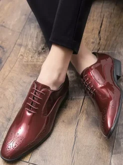 Dress Shoes For Men Quality Pointed Toe Strap Adjustable PU Leather
