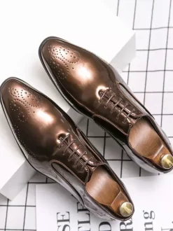 Dress Shoes For Men Quality Pointed Toe Strap Adjustable PU Leather