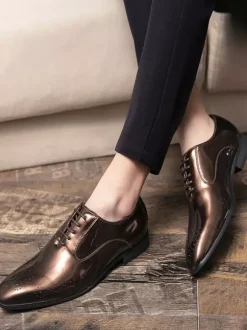 Dress Shoes For Men Quality Pointed Toe Strap Adjustable PU Leather
