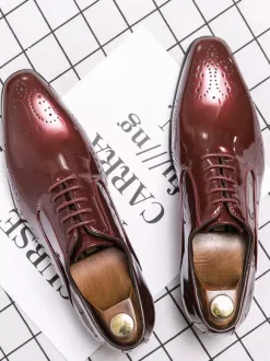 Dress Shoes For Men Quality Pointed Toe Strap Adjustable PU Leather