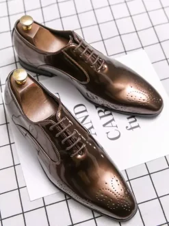 Dress Shoes For Men Quality Pointed Toe Strap Adjustable PU Leather