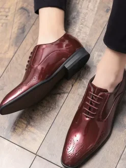 Dress Shoes For Men Quality Pointed Toe Strap Adjustable PU Leather