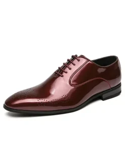 Dress Shoes For Men Quality Pointed Toe Strap Adjustable PU Leather