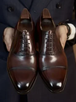 Dress Shoes For Men Quality Square Toe Leather Brogue Formal Wedding Shoes