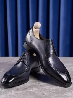 Dress Shoes For Men Stylish Peep Toe Leather Lace Up Derby Prom Wedding Formal Shoes