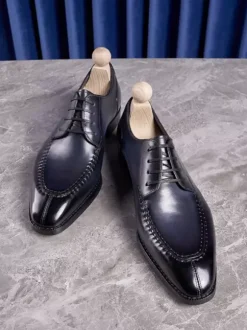Dress Shoes For Men Stylish Peep Toe Leather Lace Up Derby Prom Wedding Formal Shoes