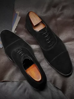 Dress Shoes For Men Fashion Round Toe Cowhide Oxford Brown Prom Wedding Shoes