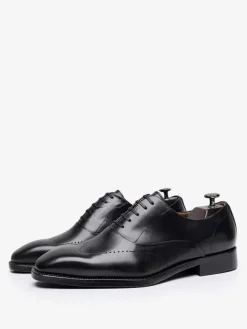 Dress Shoes For Men Fashion Square Toe Cowhide Leather Brogue Derby Formal Wedding Shoes