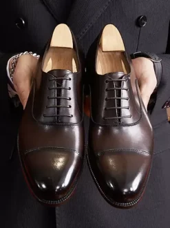 Dress Shoes For Men Modern Pointed Toe Leather Derby Wedding Formal Shoes