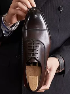 Dress Shoes For Men Modern Pointed Toe Leather Derby Wedding Formal Shoes