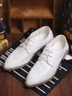 Dress Shoes For Men Quality Pointed Toe Leather Open Lace Elevator Mens Derby Shoes